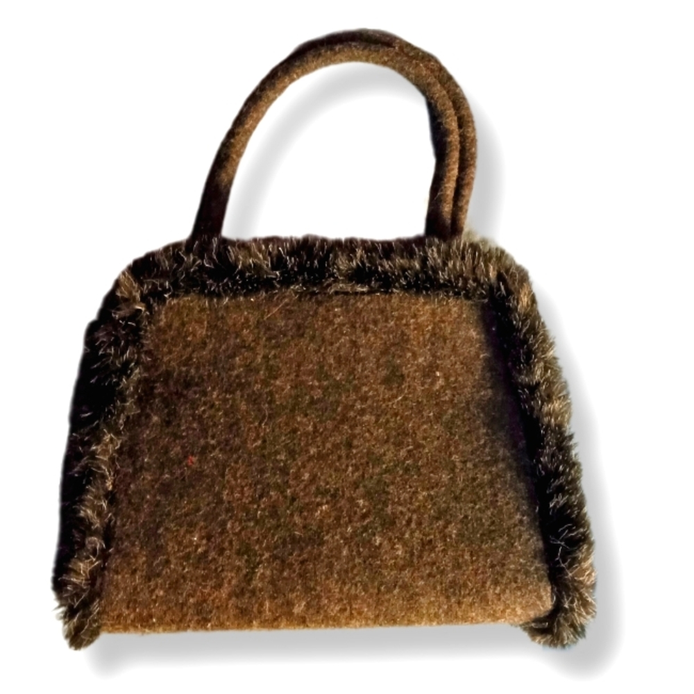 Y & S Original Grey Fur Square Small Purse Bag - NWOT